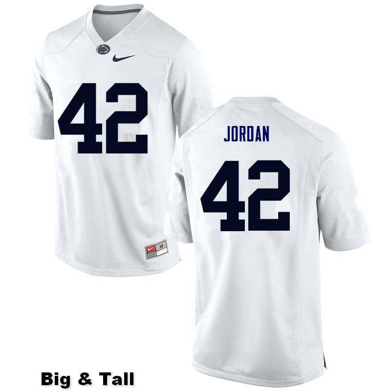 NCAA Nike Men's Penn State Nittany Lions Ellison Jordan #42 College Football Authentic Big & Tall White Stitched Jersey XBK2098VZ